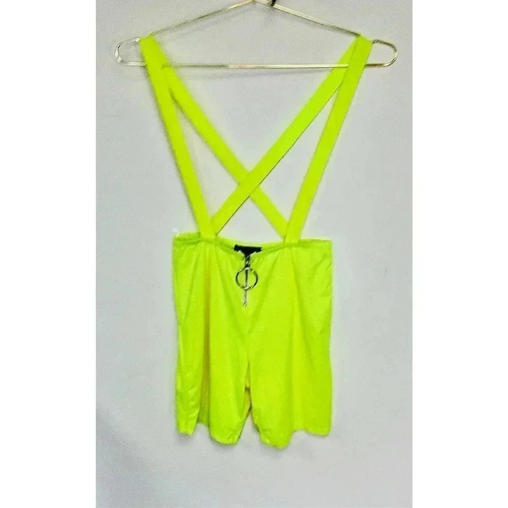 Vintage Discreet unisex Womens mens Size Medium Romper Shortalls Shorts Lime Gre